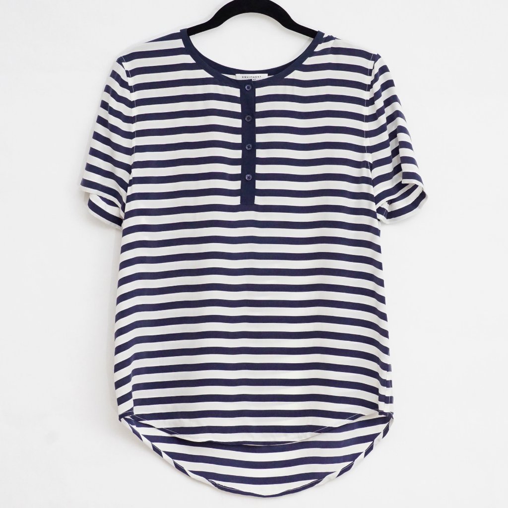 Sale Equipment Femme Women's Stripe Short Sleeve Silk Prescott Top S